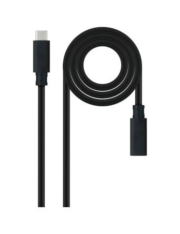 Cable Alargador USB Tipo-C 3.2 Nanocable 10.01.4501-L150/ USB Tipo-C Macho - USB Tipo-C Hembra/ 1.5m/ Negro
