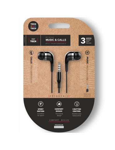 Auriculares Intrauditivos Tech One Tech soft earTECH TEC1005/ con Micrófono/ Jack 3.5/ Negros