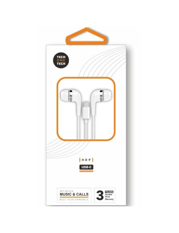 Auriculares Intrauditivos Tech One Tech earTECH TEC1304/ con Micrófono/ USB Tipo-C/ Blancos
