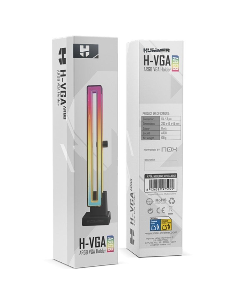 Soporte para Tarjeta Gráfica ARGB Nox Hummer H-VGA ARGB/ Compatibilidad Universal/ Negro