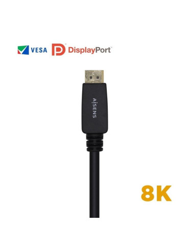 Cable DisplayPort 1.4 8K Aisens A149-0433/ DisplayPort Macho - DisplayPort Macho/ 3m/ Certificado/ Negro 2