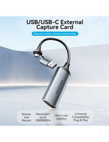 Conversor HDMI 4K 60Hz Vention ACWHA/ HDMI Hembra / USB Macho - USB Tipo-C Macho/ 480Mbps/ 10cm/ Negro 2