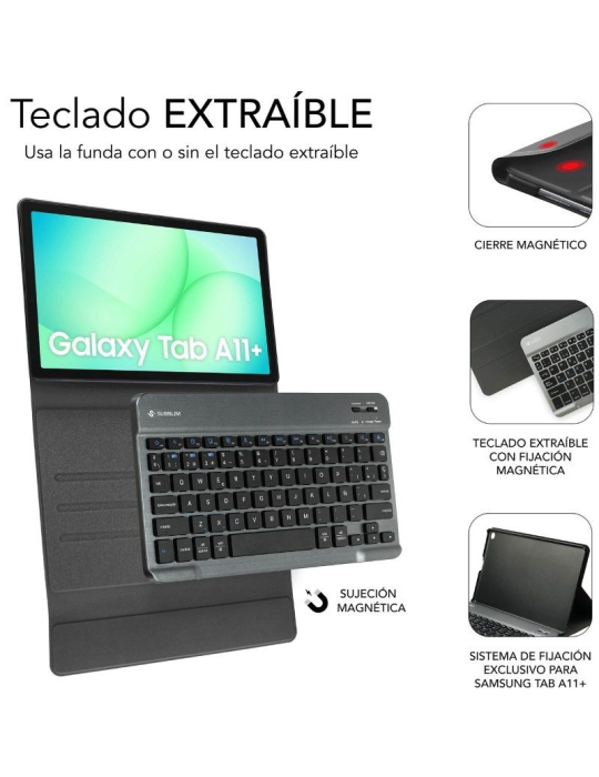 Funda con Teclado Subblim KeyTab Pro BT para Tablets Samsung Galaxy A11+/ Negra